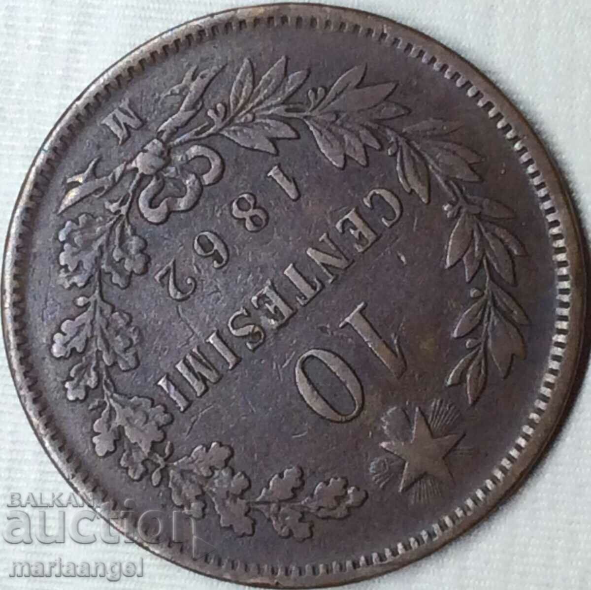 Δημοπρασία 10 centesimi 1862 M - Milan Italy Victor Emmanuel II 30mm