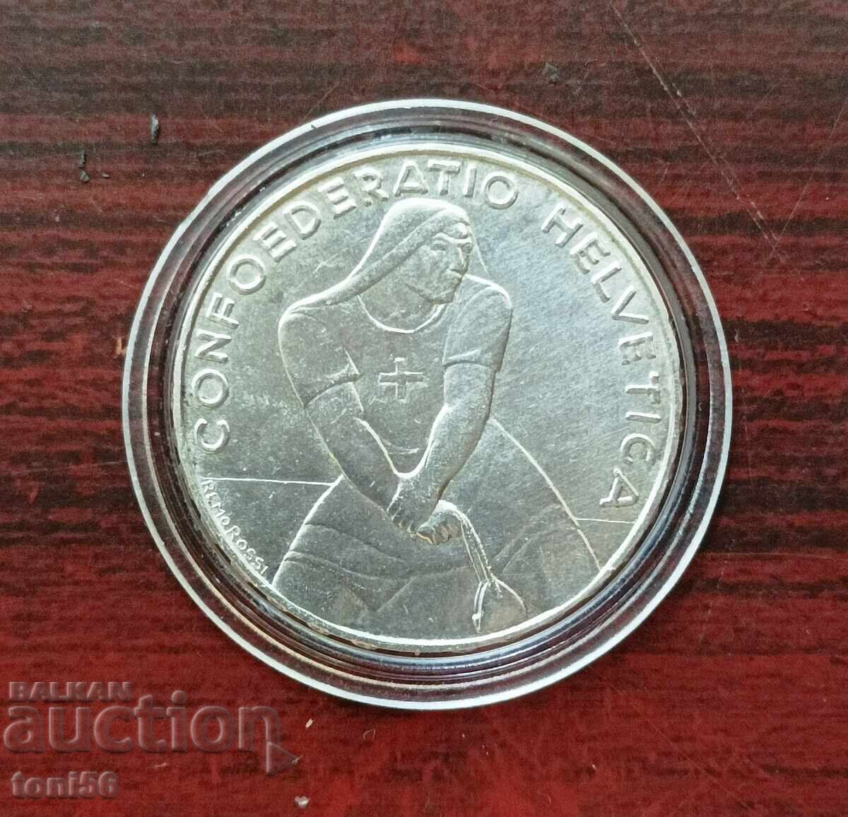 Швейцария 5 франка 1939 аUNC - юбилейна, сребро Швейцария 5 франка 1939 аUNC - юбилейна, сребро