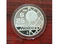 Мексико 25 песос 1986г, сребро пруф
