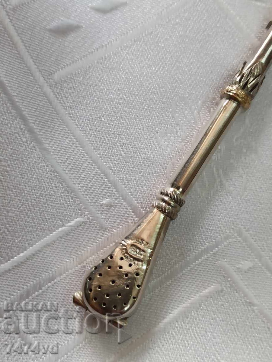 Delivery of Silver-plated bombilla - traditional straw used for drinking Delivery of Silver-plated bombilla - traditional straw used for drinking