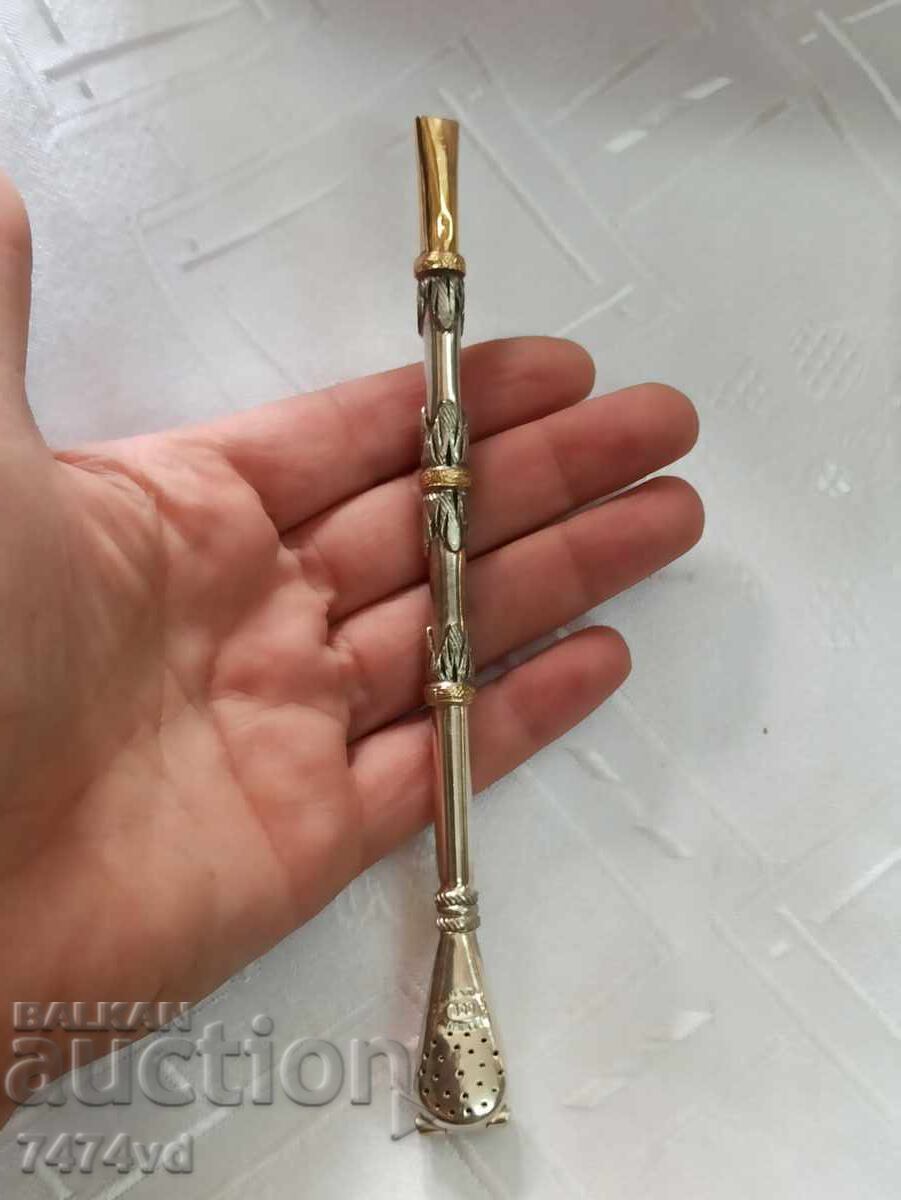 Silver-plated bombilla - traditional straw used for drinking - 5 Silver-plated bombilla - traditional straw used for drinking - 5