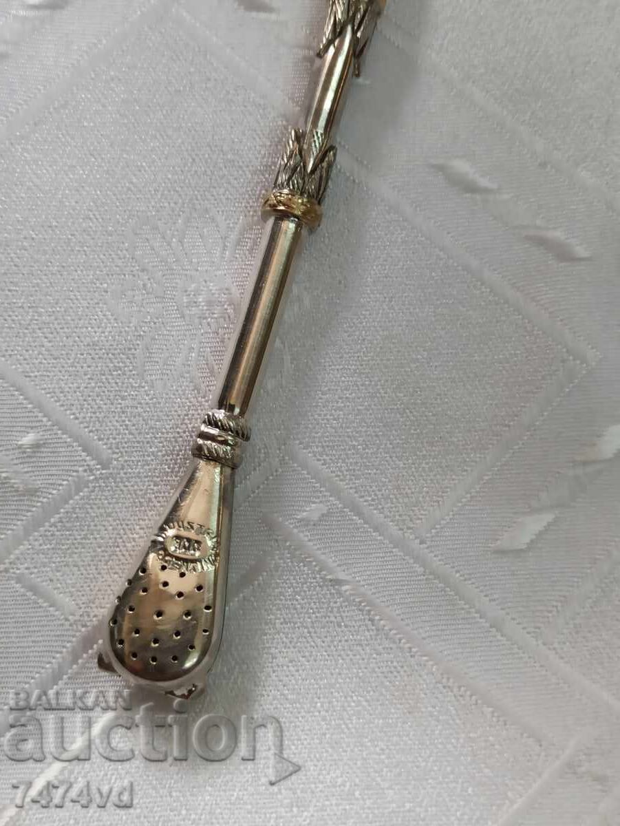 Silver-plated bombilla - traditional straw used for drinking - 6 Silver-plated bombilla - traditional straw used for drinking - 6