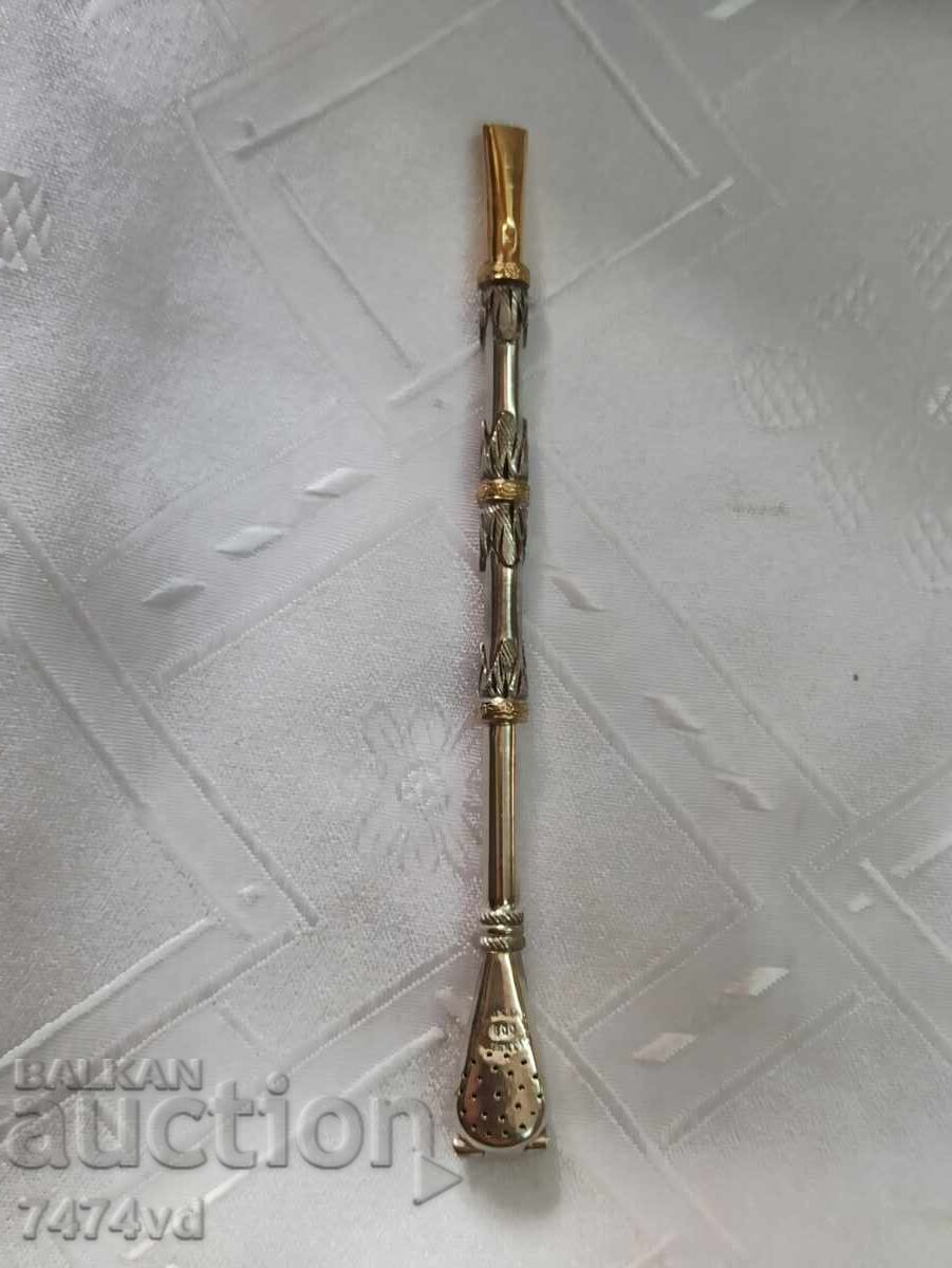 Silver-plated bombilla - traditional straw used for drinking Silver-plated bombilla - traditional straw used for drinking
