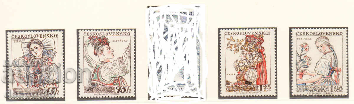 1957. Τσεχοσλοβακία. Ημέρα της γραμματόσημου - εθνικές ενδυμασίες 1957. Τσεχοσλοβακία. Ημέρα της γραμματόσημου - εθνικές ενδυμασίες