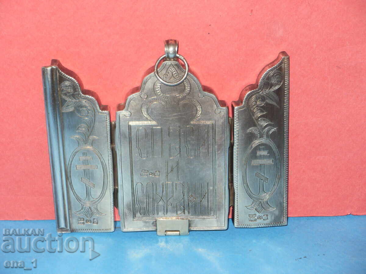 Ρωσική ασημένια επιτραπέζια τριπτυχη-εικόνα «Χριστός Παντοκράτωρ» - 5 Ρωσική ασημένια επιτραπέζια τριπτυχη-εικόνα «Χριστός Παντοκράτωρ» - 5