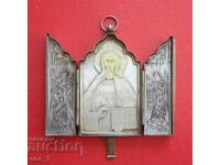 Russian silver pectoral triptych icon "Christ Pantocrator"