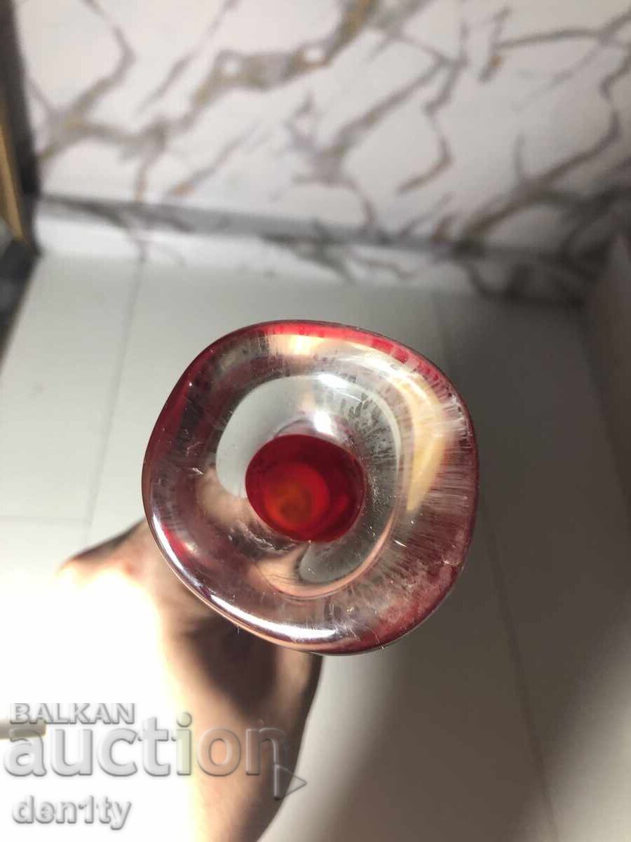 шведска рубиненочервена стъклена ваза - 5