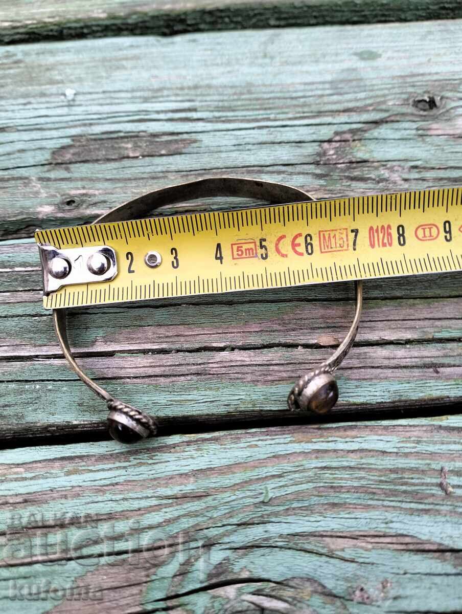 Стара посребрена гривна с естествени камъни тигрово око - 6