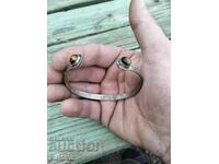 Стара посребрена гривна с естествени камъни тигрово око