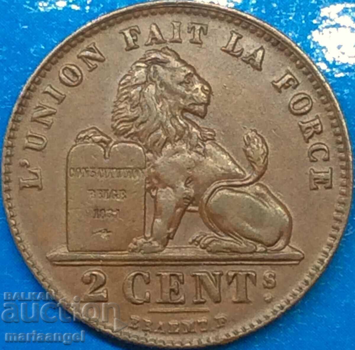 2 σεντς 1909 Βασιλιάς του Βελγίου Λεοπόλδος Β' με τιμή 19.00 BGN | € 9.71