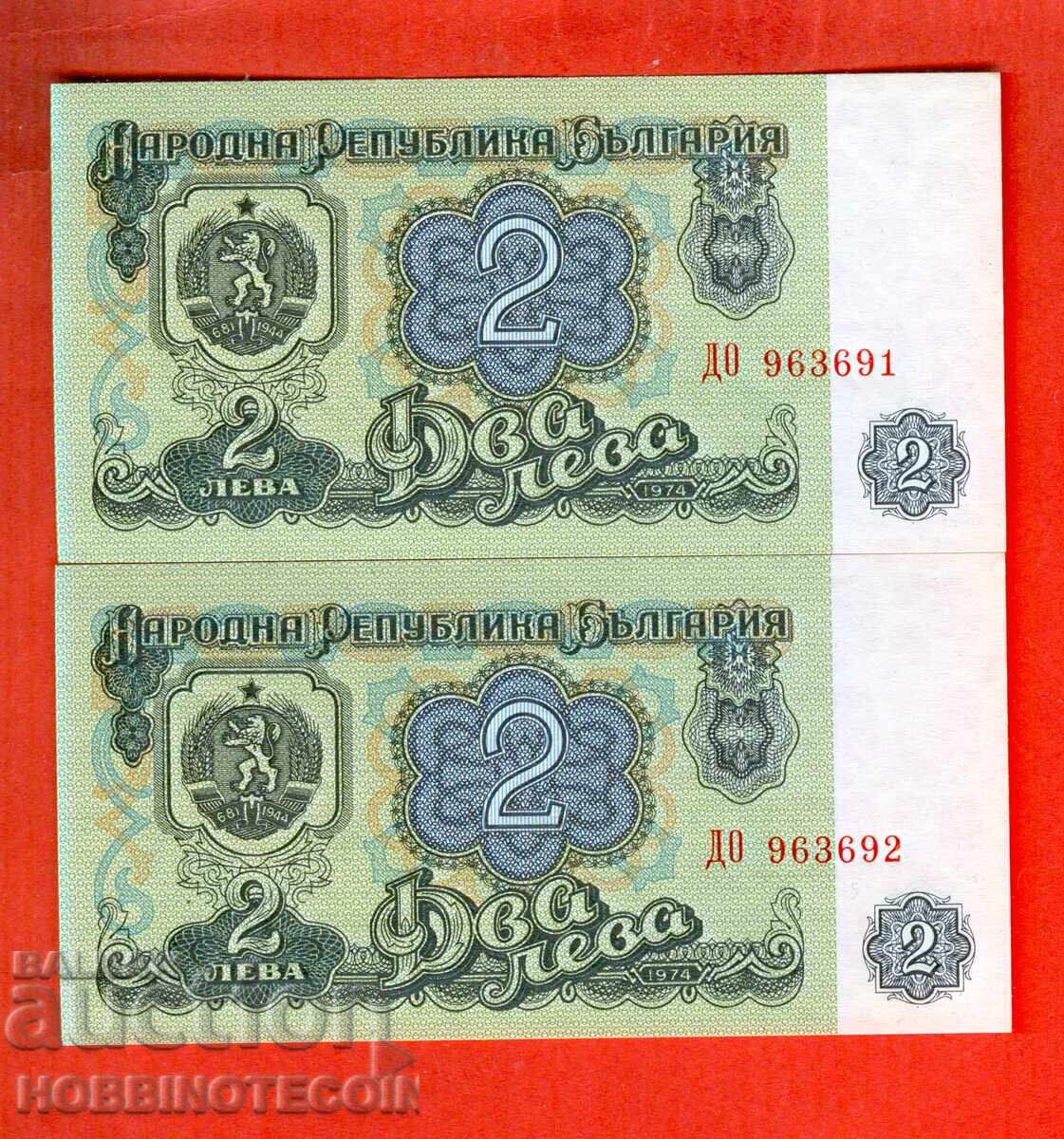 ΒΟΥΛΓΑΡΙΑ ΖΕΥΓΟΣ 2x 2 λεβα έκδοσης 1974 6 ψηφίων ΕΩΣ ΝΕΟ UNC ΒΟΥΛΓΑΡΙΑ ΖΕΥΓΟΣ 2x 2 λεβα έκδοσης 1974 6 ψηφίων ΕΩΣ ΝΕΟ UNC