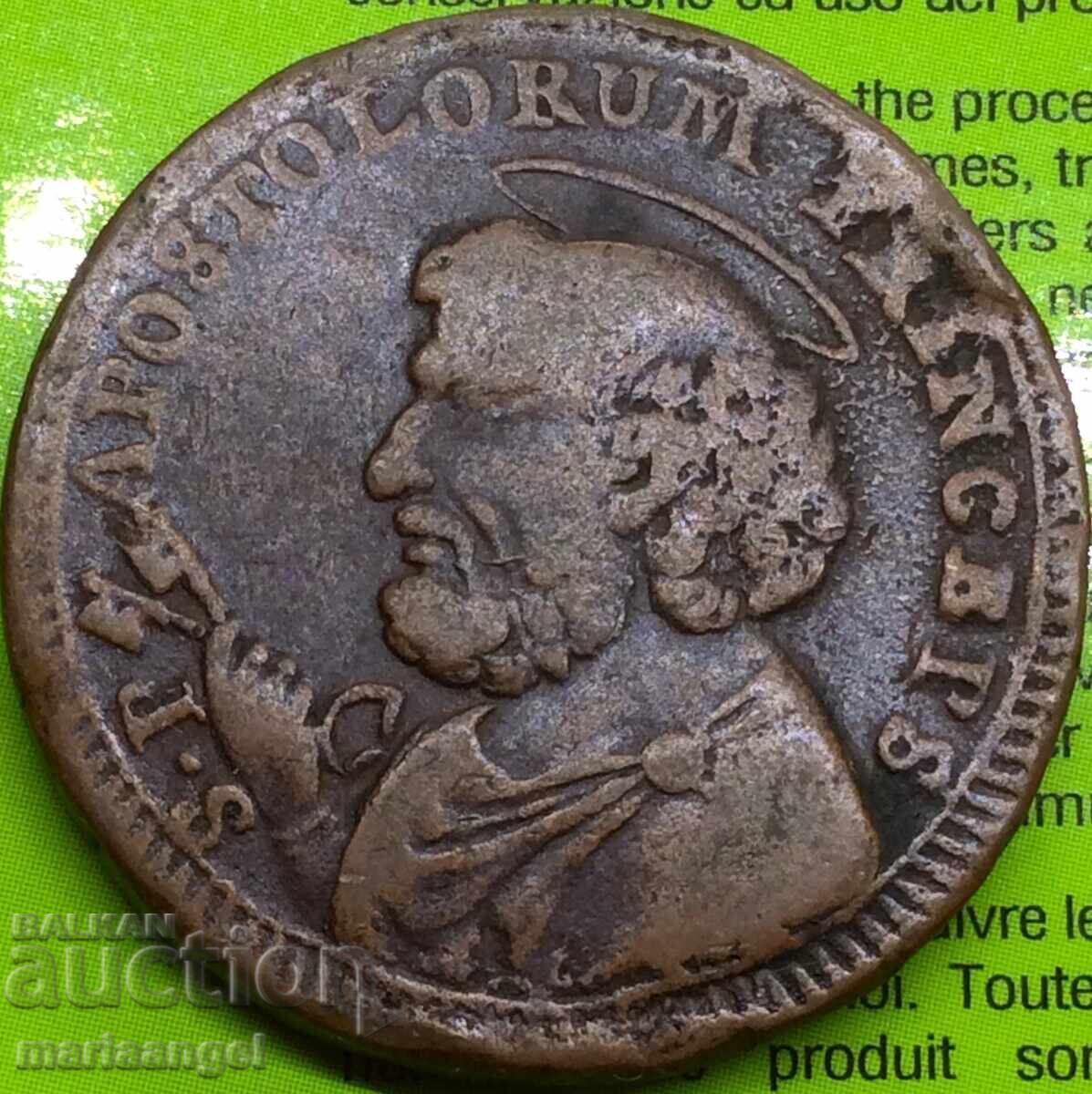 Аукцион 2,5 Байочи 1796 Ватикан Пий VI 1775-1799 18,2гр 29мм Бронз