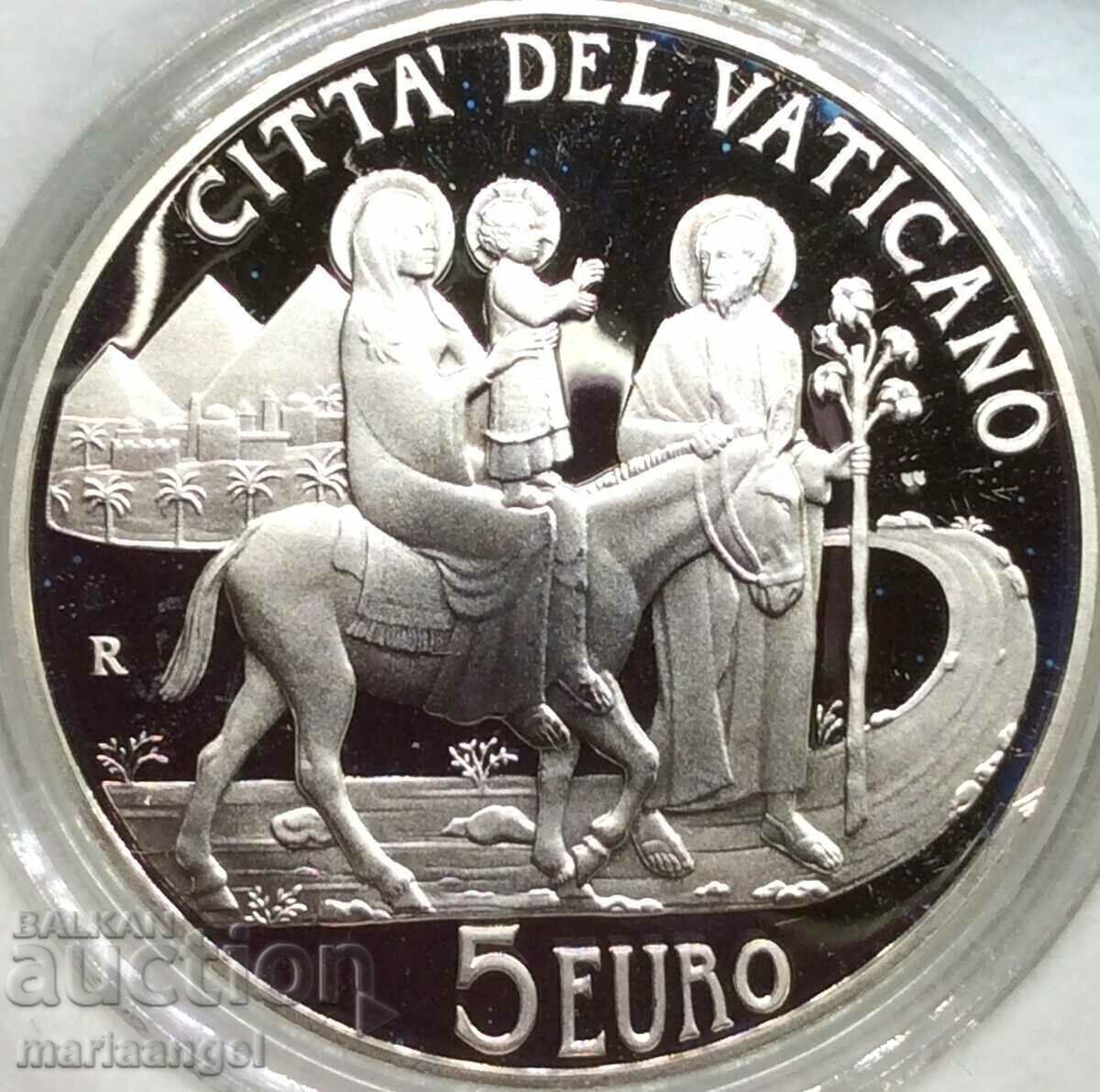 Παράδοση 5 ευρώ 2010 Βατικανό Ιερά Οικογενειακή λατρεία στην Αίγυπτο Ασημένιο κουτί