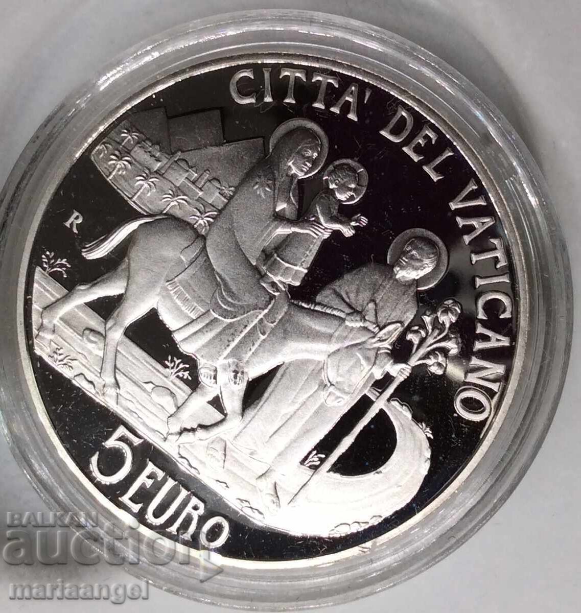 5 ευρώ 2010 Βατικανό Ιερά Οικογενειακή λατρεία στην Αίγυπτο Ασημένιο κουτί