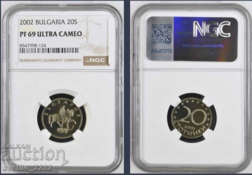 20 Stotinki 2002 PF ULTRA CAMEO 69 NGC 20 Stotinki 2002 PF ULTRA CAMEO 69 NGC