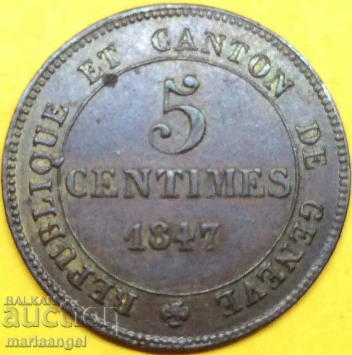 Παράδοση 5 εκατοστά 1847 Ελβετία Καντόνι Γενεύης Παράδοση 5 εκατοστά 1847 Ελβετία Καντόνι Γενεύης