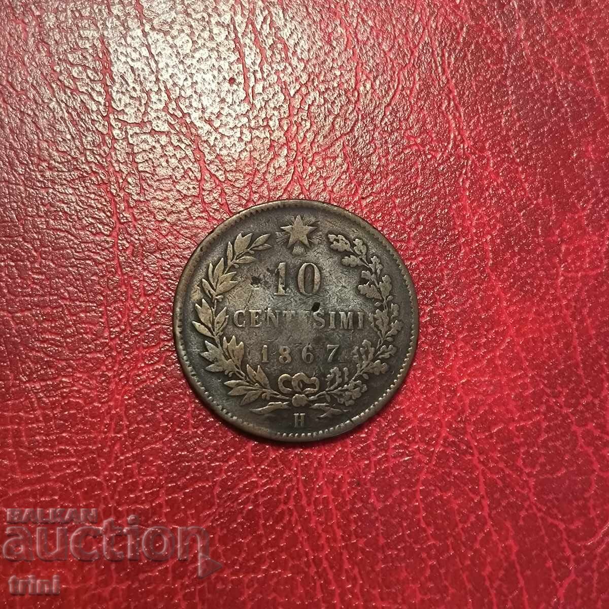 Italy 10 centesimi 1867