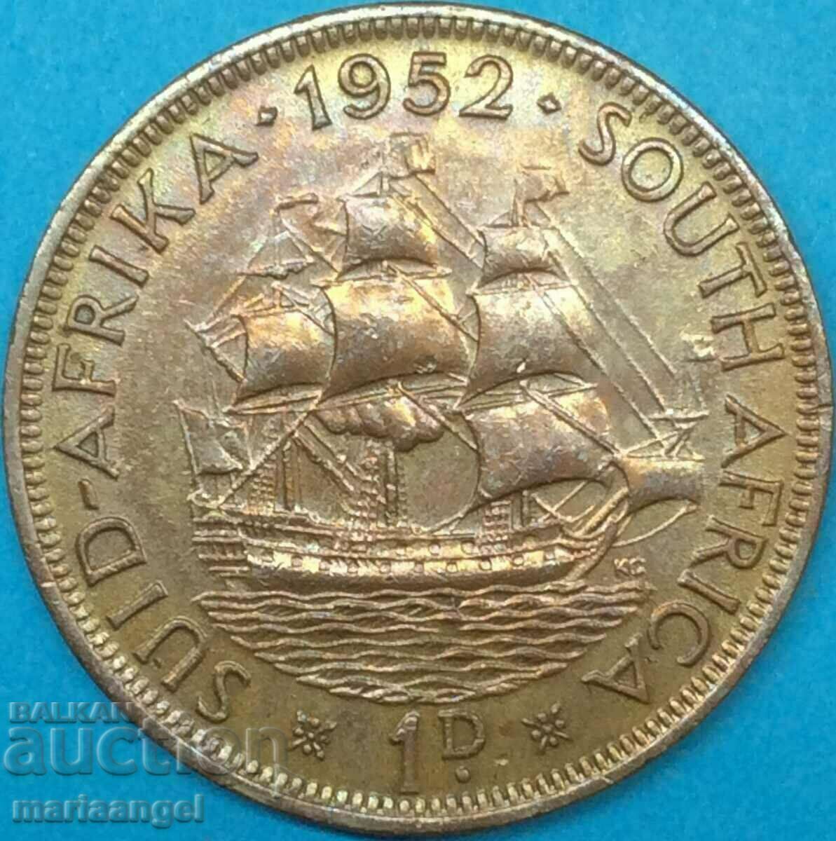 Южна Африка 1 пени 1952 Джордж VI  UNC 16000 бр! - 5