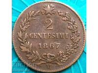 2 centesimi 1867 M - Milan Italy centesimi
