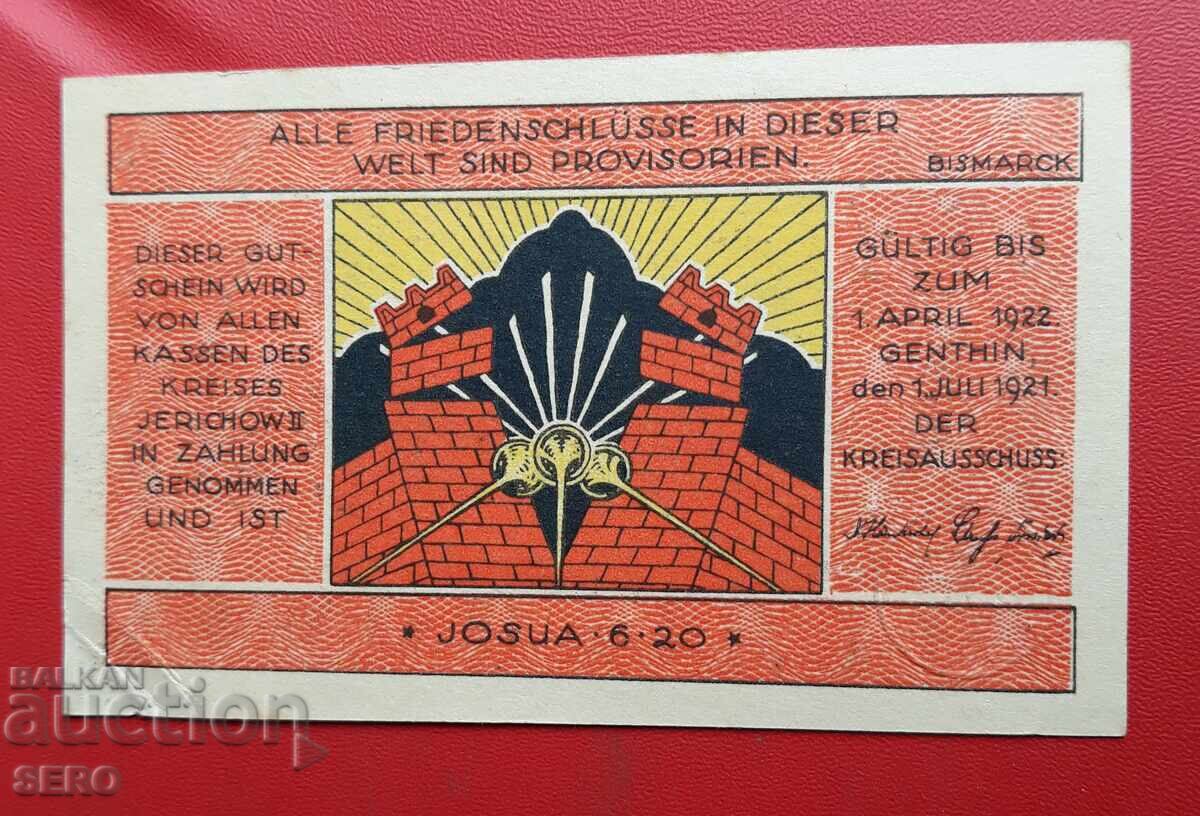 Banknote - Germany - Saxony - Jerichow - 50 Pfennig 1921 with price 2.00 BGN | € 1.02 Banknote - Germany - Saxony - Jerichow - 50 Pfennig 1921 with price 2.00 BGN | € 1.02