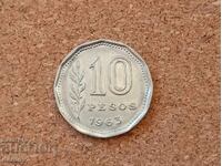 Аржентина 10 песос 1963 г.