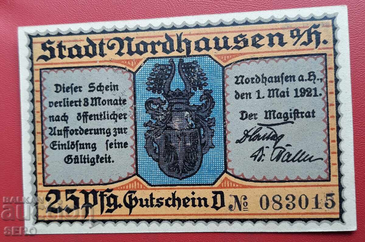 Banknote - Germany - Thuringia - Nordhausen - 25 Pfennig 1921 with price 2.00 BGN | € 1.02 Banknote - Germany - Thuringia - Nordhausen - 25 Pfennig 1921 with price 2.00 BGN | € 1.02