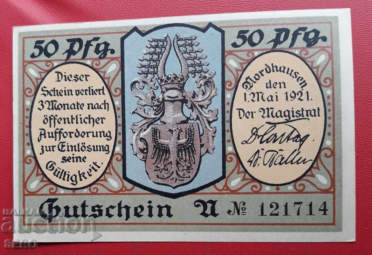 Banknote-Germany-Thuringia-Nordhausen-50 pfennig 1921 with price 2.00 BGN | € 1.02