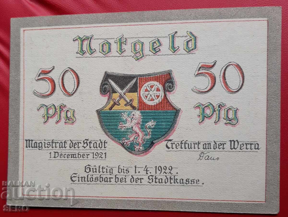 Banknote - Germany - Thuringia - Treffurt - 50 Pfennig 1921 with price 2.00 BGN | € 1.02