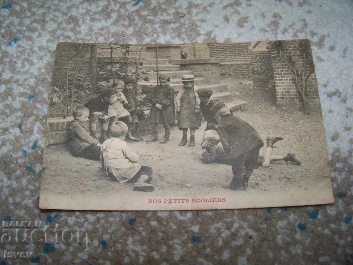 Стара френска пощенска картичка игра на топчета 1905г. Стара френска пощенска картичка игра на топчета 1905г.