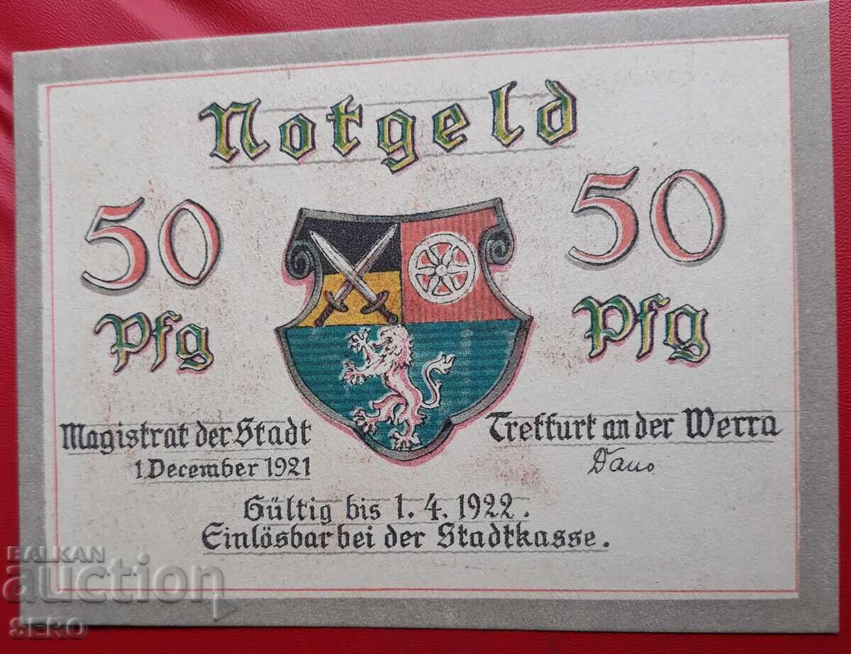 Τραπεζογραμμάτιο-Γερμανία-Θουριγγία-Τρέφουρτ-50 πφένιγκ 1921 με τιμή 2.00 BGN | € 1.02