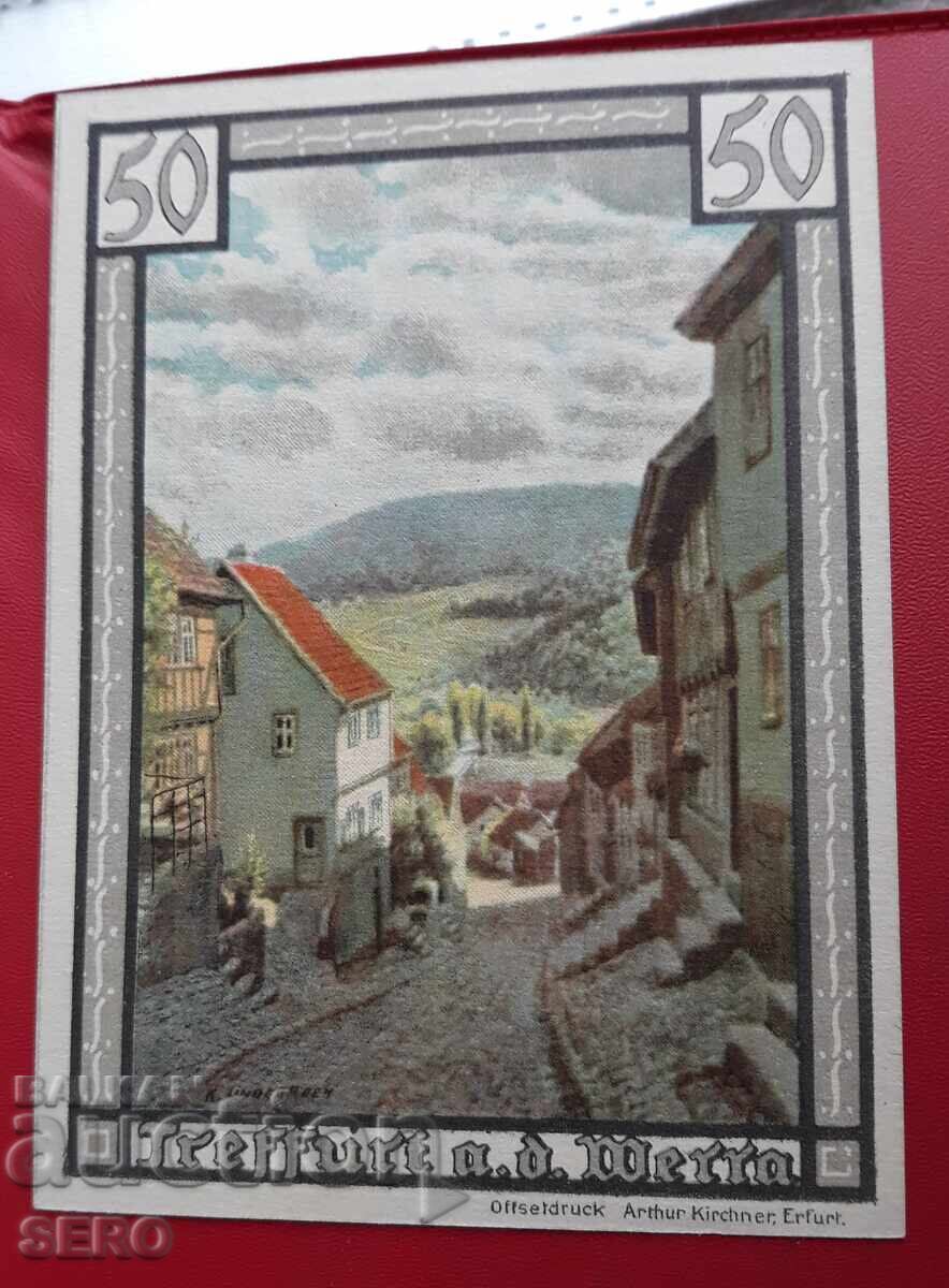 Τραπεζογραμμάτιο-Γερμανία-Θουριγγία-Τρέφουρτ-50 πφένιγκ 1921 Τραπεζογραμμάτιο-Γερμανία-Θουριγγία-Τρέφουρτ-50 πφένιγκ 1921