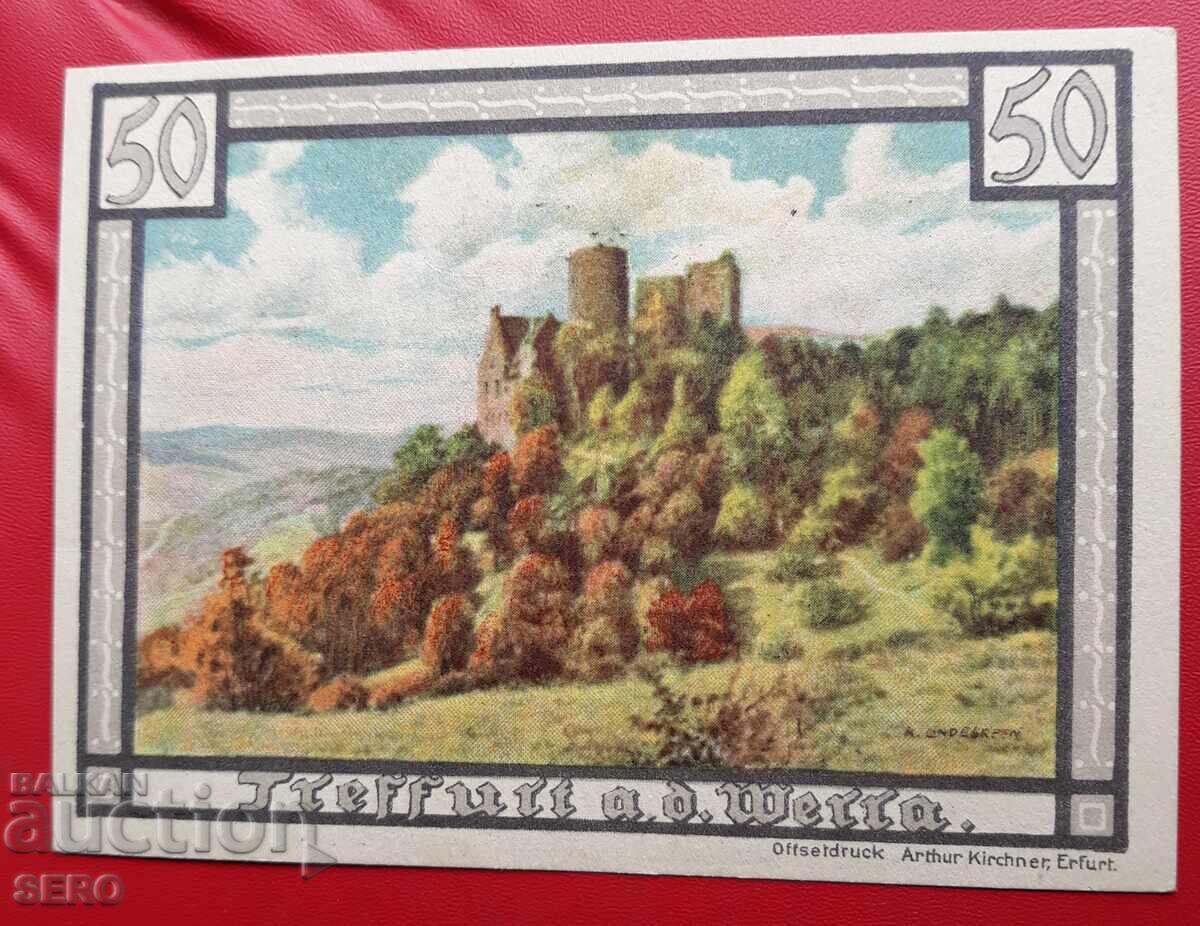 Banknote - Germany - Thuringia - Treffurt - 50 Pfennig 1921 Banknote - Germany - Thuringia - Treffurt - 50 Pfennig 1921