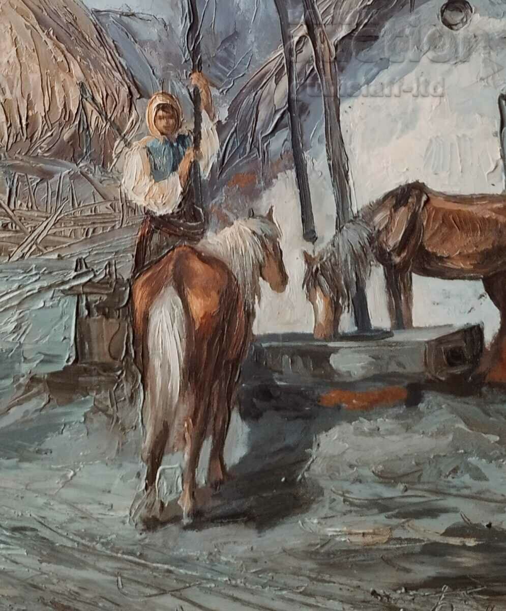 Picture, landscape, rural idyll, art. B. Nikolov, 1972 with price 1520.00 BGN | € 777.16 Picture, landscape, rural idyll, art. B. Nikolov, 1972 with price 1520.00 BGN | € 777.16