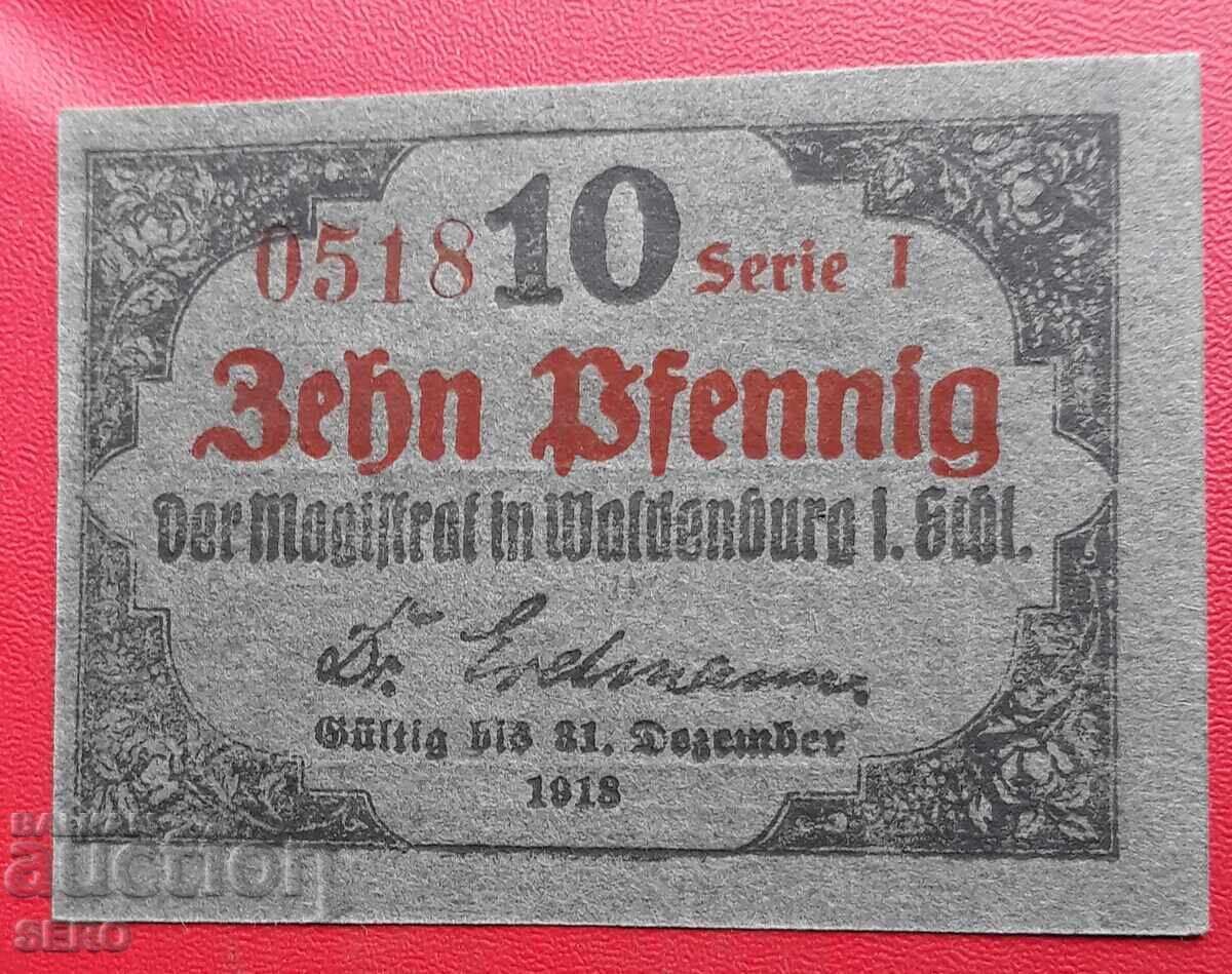 Банкнота-Германия-Силезия-Валденбург-10 пфенига 1918