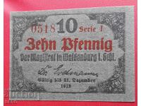 Банкнота-Германия-Силезия-Валденбург-10 пфенига 1918