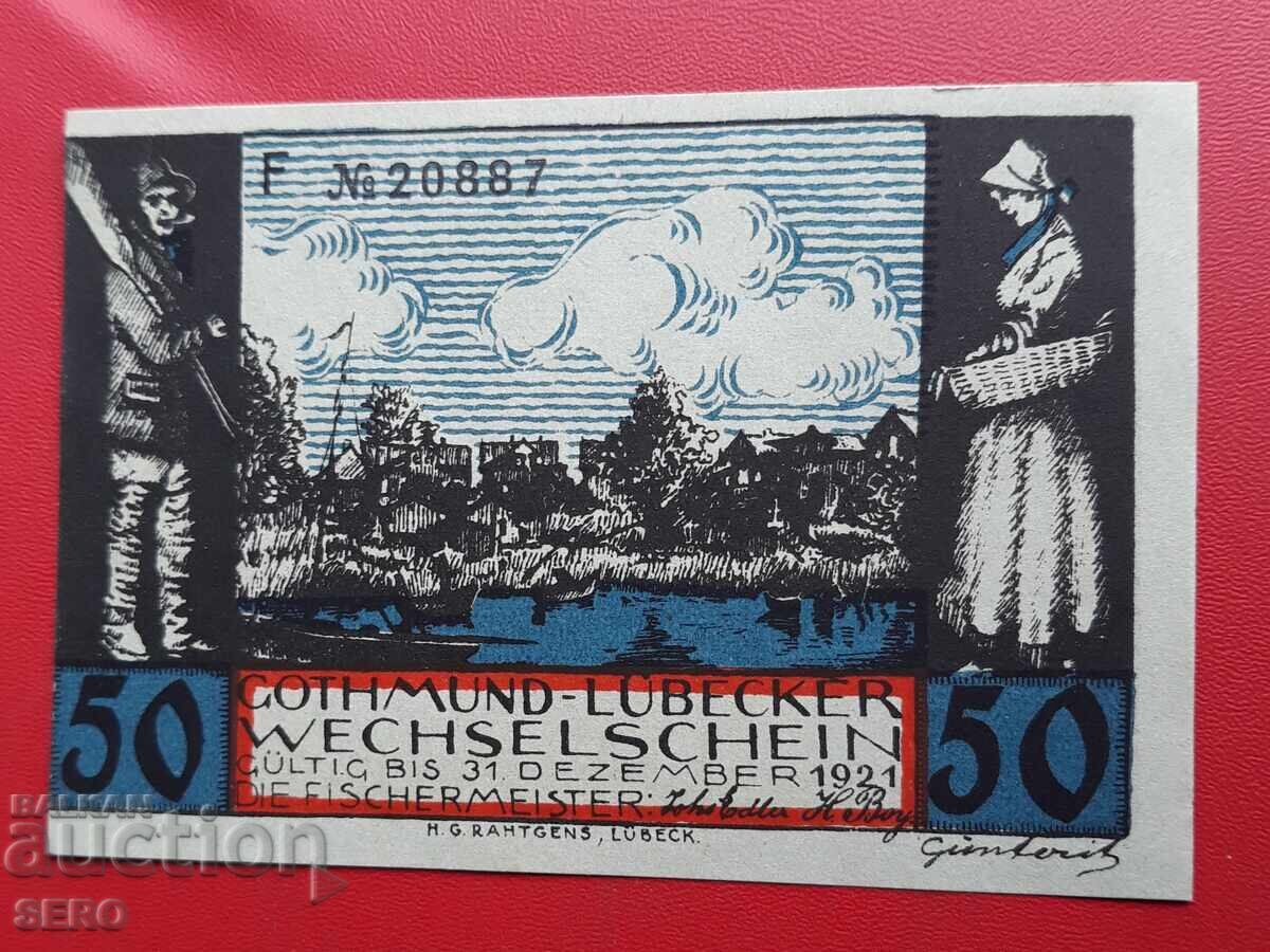 Bancnotă-Germania-Schleswig-Holstein-Gottmund-50 pf.1921 cu preț € 1.02 | 1.99 BGN