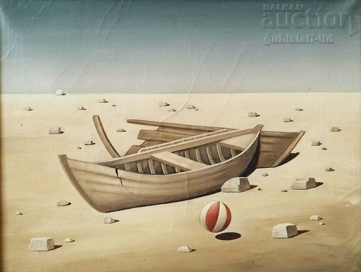 Painting "Boats", art. M. Tozev, 1996 with price 920.00 BGN | € 470.39