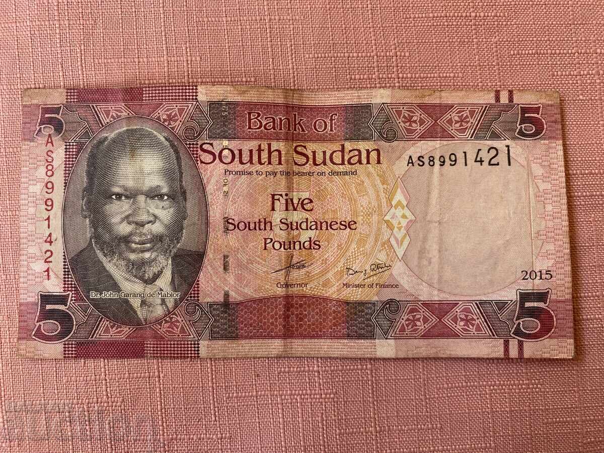 Sudanul de Sud 5 lire sterline 2015 Sudanul de Sud 5 lire sterline 2015