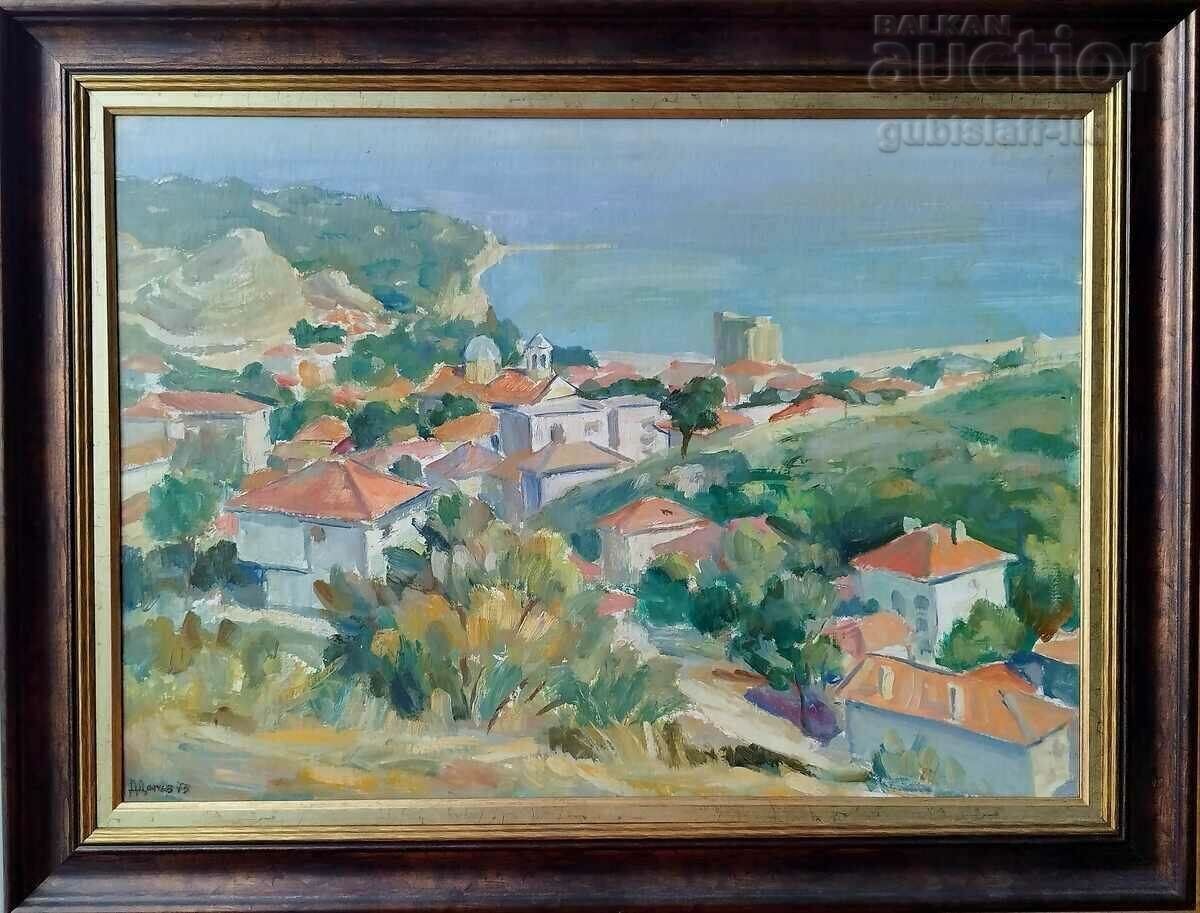 Painting "Balchik Coast", artist Dyonisiy Donchev, 1975 Painting "Balchik Coast", artist Dyonisiy Donchev, 1975