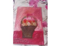 Авторска маслена картина "Кошница с рози"