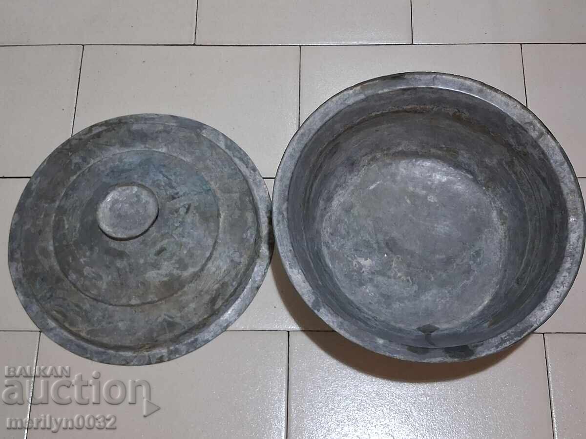 Χάλκινη κατσαρόλα με καπάκι χάλκινο σκεύος μπασάν με τιμή 122.00 BGN | € 62.38