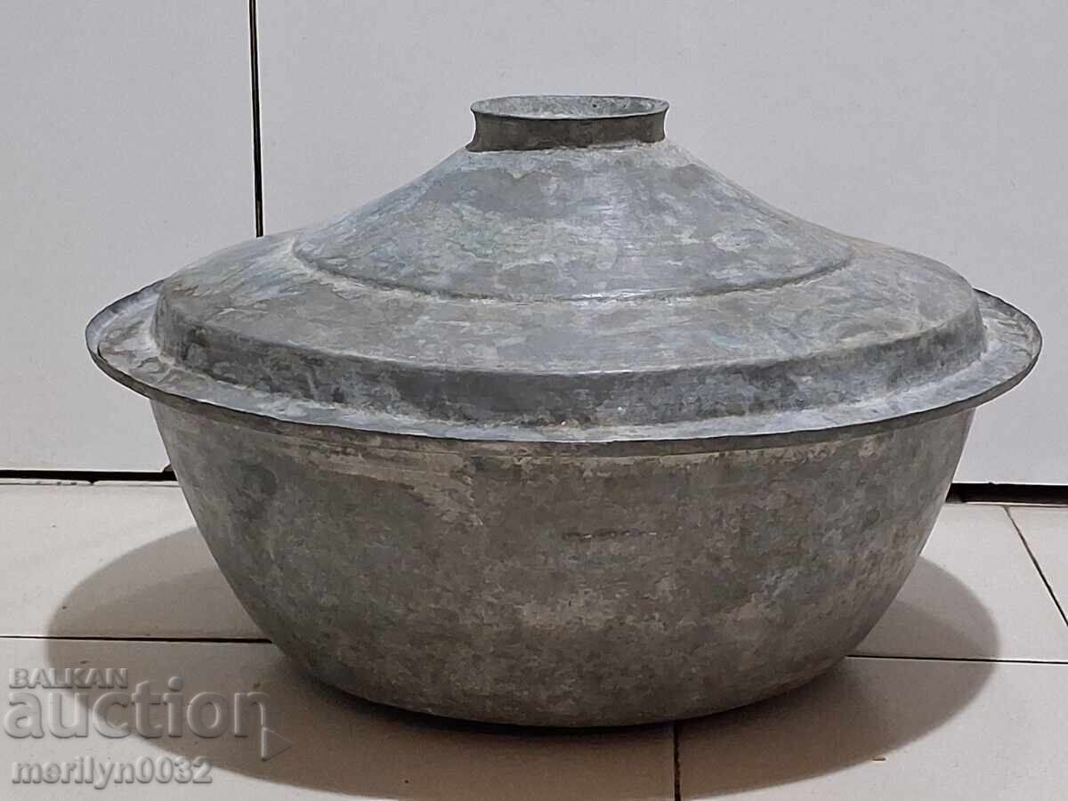 Χάλκινη κατσαρόλα με καπάκι χάλκινο σκεύος μπασάν