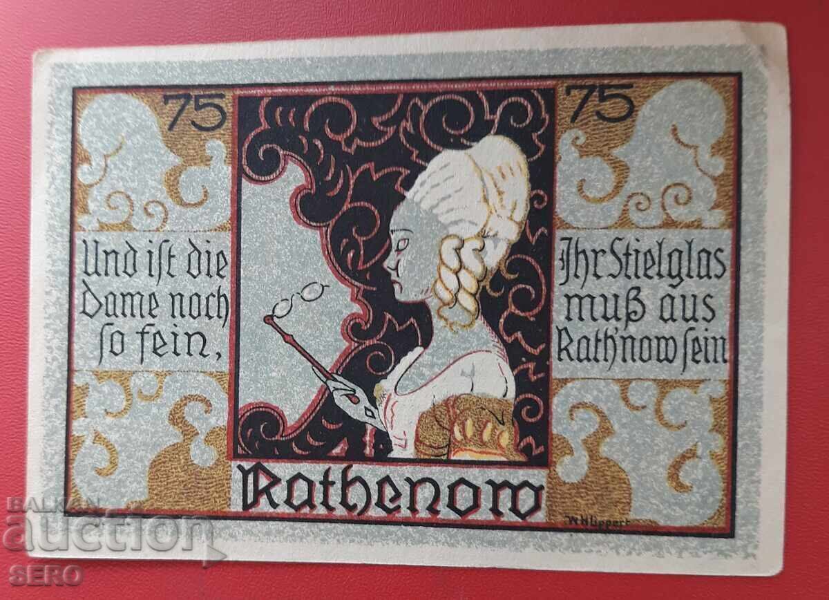 Banknote-Germany-Brandenburg-Rathenow-75 pfennig 1921