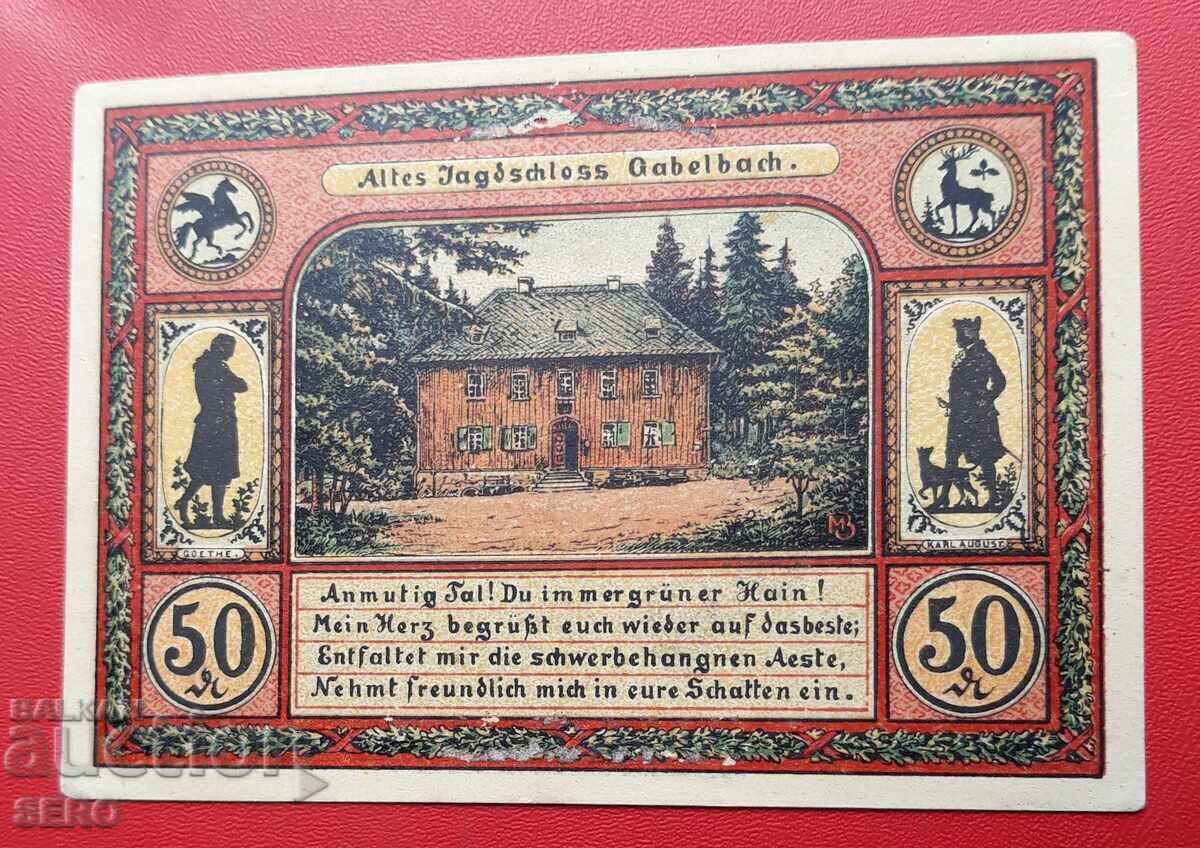 Banknote-Germany-Thuringia-Ilmenau-50 pfennig 1921 with price 2.00 BGN | € 1.02