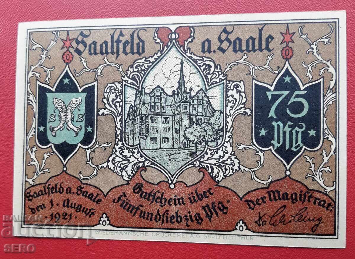 Banknote - Germany - Thuringia - Saalfeld - 75 Pfennig 1921 with price 3.00 BGN | € 1.53