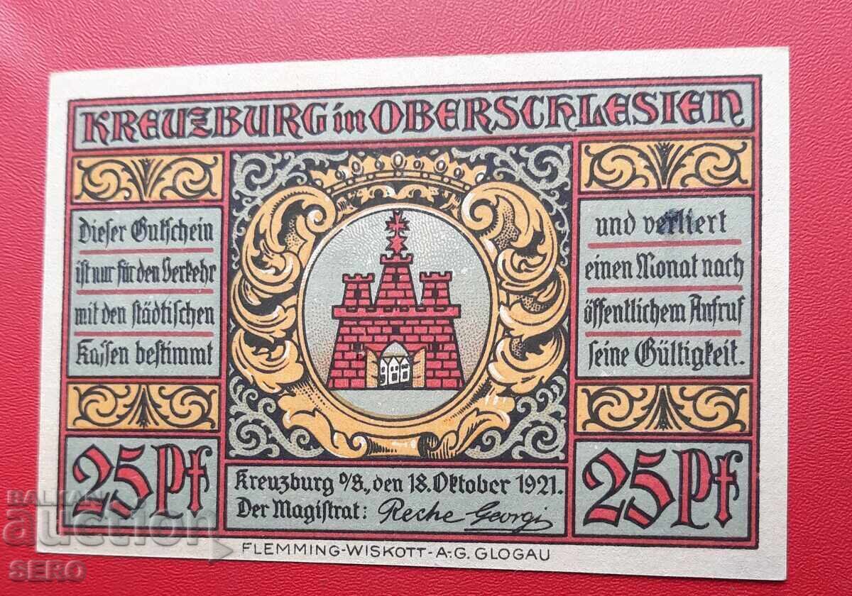 Банкнота-Германия-Силезия-Крейзбург-25 пфенига 1921 с цена 2.00 лв. | € 1.02