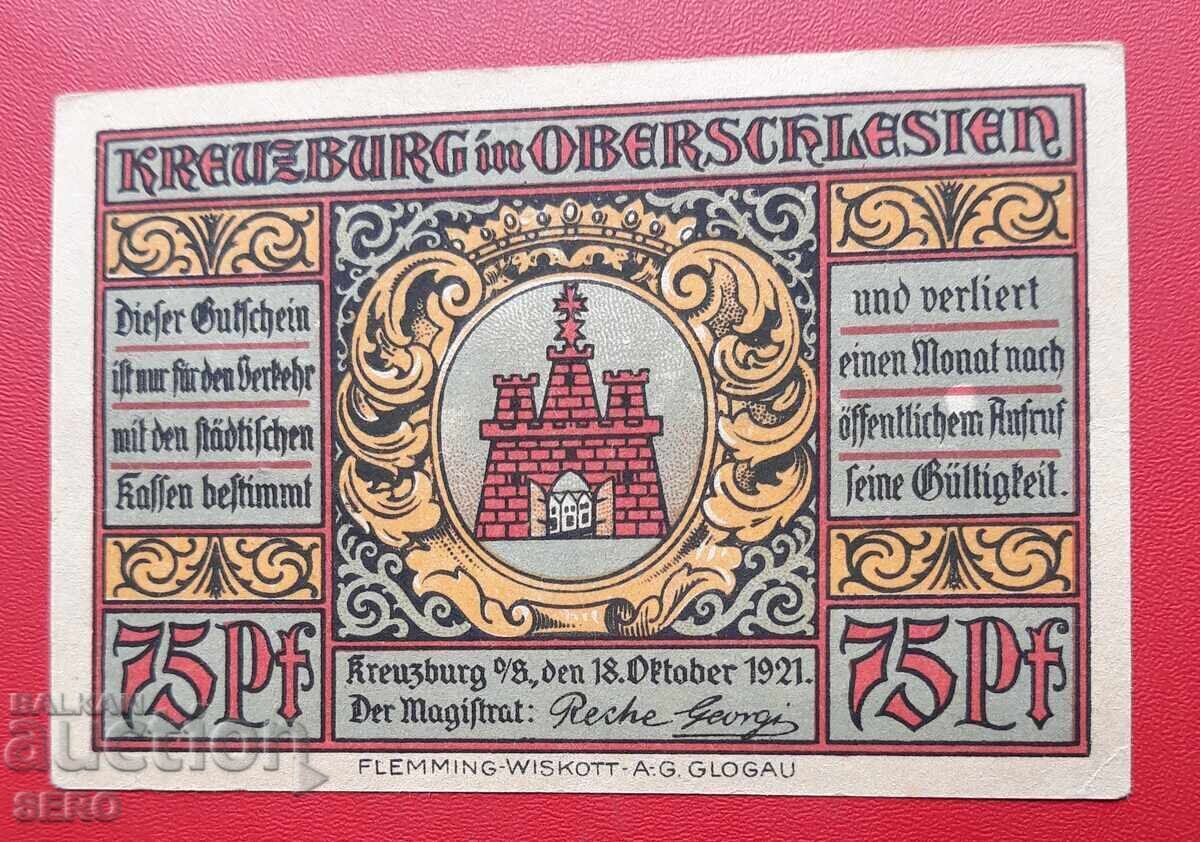 Банкнота-Германия-Силезия-Крейзбург-75 пфенига 1921 с цена 3.00 лв. | € 1.53