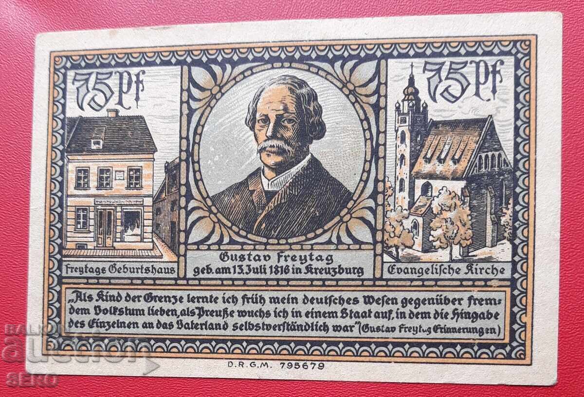 Банкнота-Германия-Силезия-Крейзбург-75 пфенига 1921