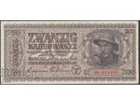 Банкнота 20 Карбованци Окупирана Украйна 1942 г Свастика