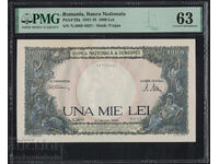 Romania 1000 lei 1941 PIck 52a PMG 63 Unc